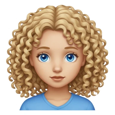 Girl with curly dirty blonde hair blue eyes light skin sticker