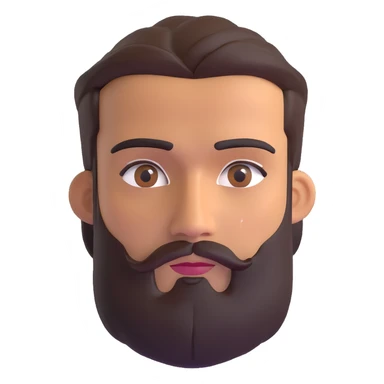 man with medium beard, connected eyebrows, olive tan skin, and brown eyes sticker