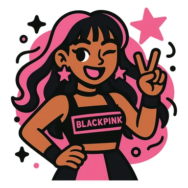 Blackpink inspired icon, pink and black, energetic and fun, Vibrant Toon style sticker