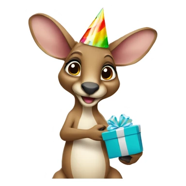 Birthday kangaroo holding a gift  sticker