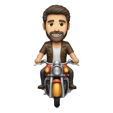 motociclista homem 40 anos, sem barba, meio gordinho, fazendo joia em cima de uma moto sticker