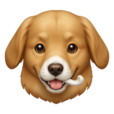 dog faace with bone in mouth sticker