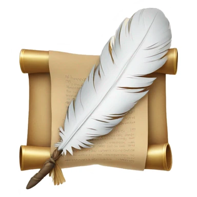 a feather quill and an open SCROLL sticker