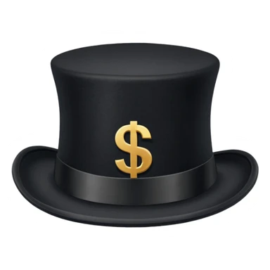 top hat with "$" print sticker