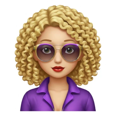fancy blonde curly hair girl with sunglasses and night club outfits sticker