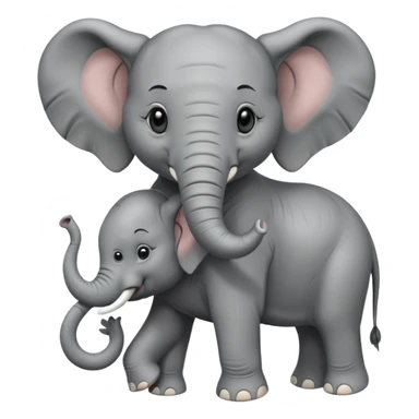 A elephant with a baby elephant sticker
