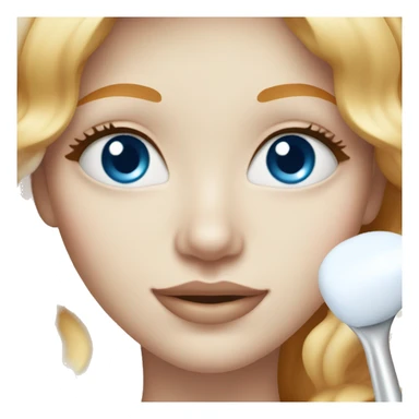 white ginger beauty with blue eyes applying cream on face sticker