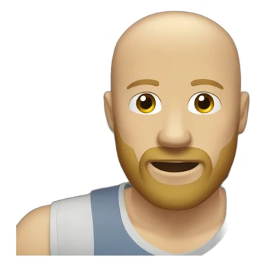 Blonde beard bald head man in shed sticker