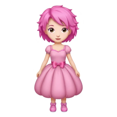 Fancy brunette girl wearing pink fancy puffy dress and pink hair full body  sticker