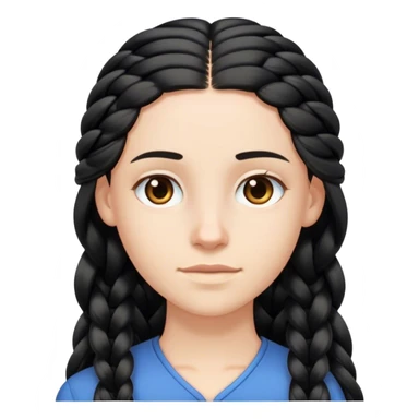 White face, black long braid hair, pretty face sticker