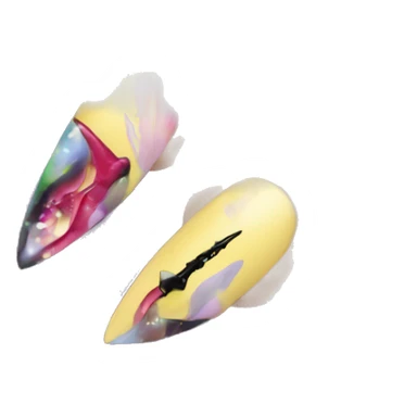 Stiletto nails with art  sticker