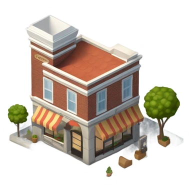 Restaurant exterior isometric sticker