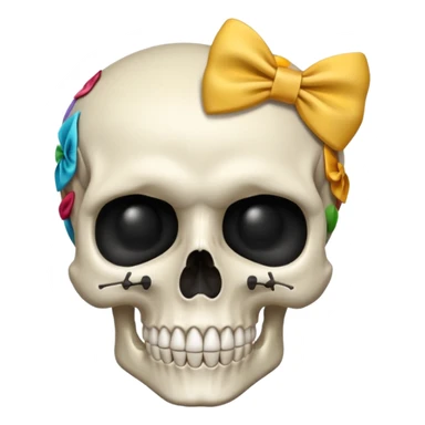 skull with small bow on side head sticker