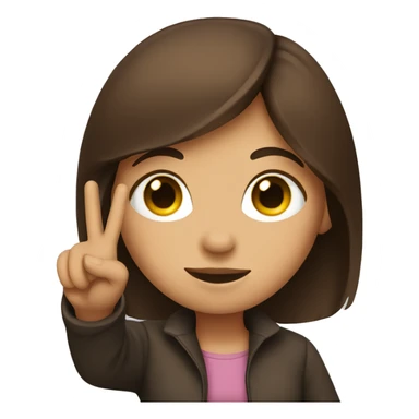 brunette haired girl holding up the peace sign sticker
