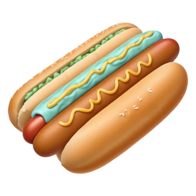 a blue colored hotdog bun with a minty colored hotdog in the middle of it sticker