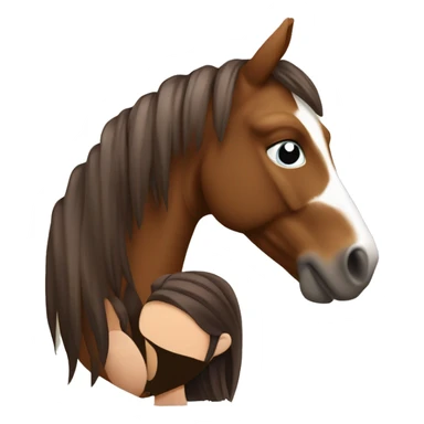 Cheval marron avec une fille à côté  sticker
