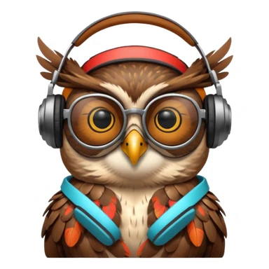 Owl wearing sunglasses and headphones sticker