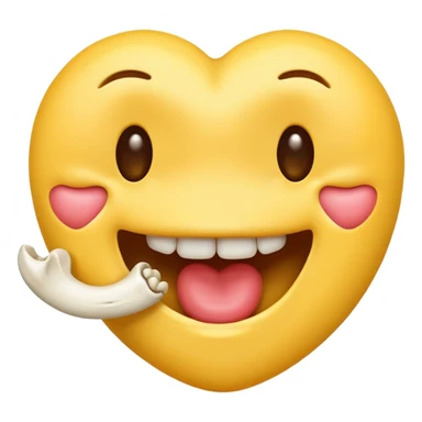 Kissing emoji with a bone in its mouth sticker