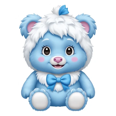 blue girl care bear yeti with bow sticker