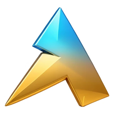 "iOS-style 3D emoji: a bold upward arrow emerging from a glowing base, with metallic edges and bright highlight." sticker