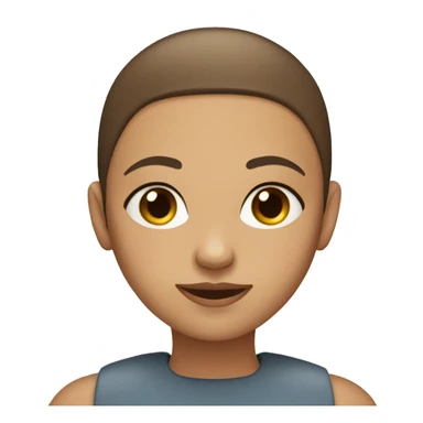 blue eyed brown buzz cut girl round face sticker