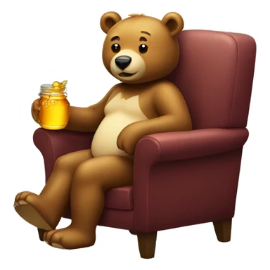 A bear in a chair eating honey sticker