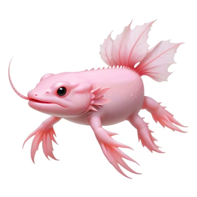 Cinematic Noble Axolotl Portrait Emoji, Poised and regal, with a slender, graceful build and smooth, pale pink skin adorned with feathery external gills, deep-set soulful dark eyes, Simplified yet sharp and sophisticated features, highly detailed, glowing with a soft, ethereal glow, high shine, intelligent and enigmatic, stylized with an air of aquatic elegance, focused and attentive, soft glowing outline, capturing the essence of a watchful and mystical creature, so majestic it feels as though it could glide out of the screen with effortless authority! sticker