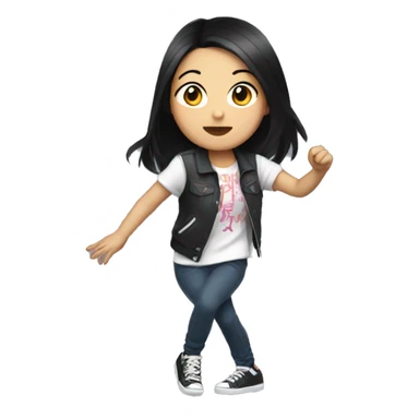 Asian girl with black hair, dancing hiphop sticker