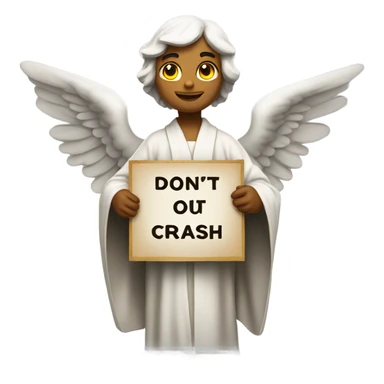 An angel holding a sign that says don’t crash out sticker