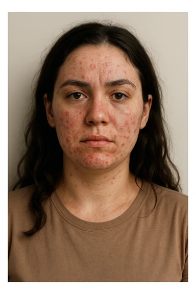 donna con acne e pelle impura per la pcos sticker