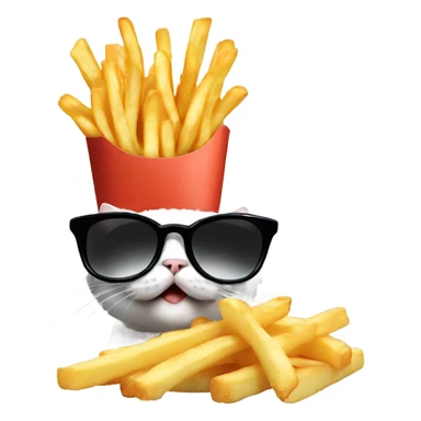 Kitten with sunglasses eating fries  sticker