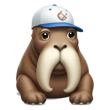 walrus with a baseball cap sticker