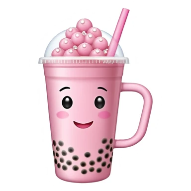 Pink mug with bubble tea sticker