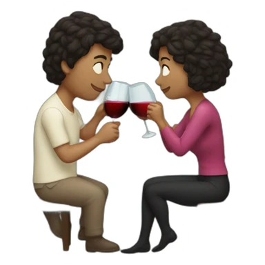 couple drinking wine sticker