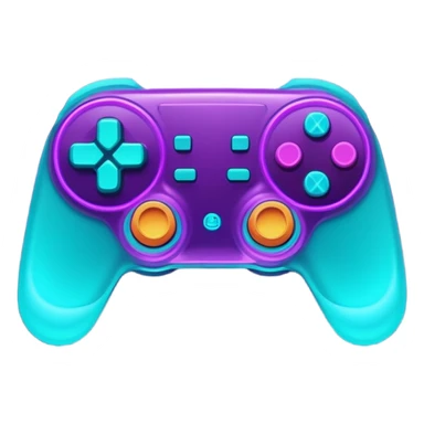 futuristic minimalistic glowing gamepad icon, purple and cyan neon light, dark tech background, 1:1 aspect ratio, no face sticker