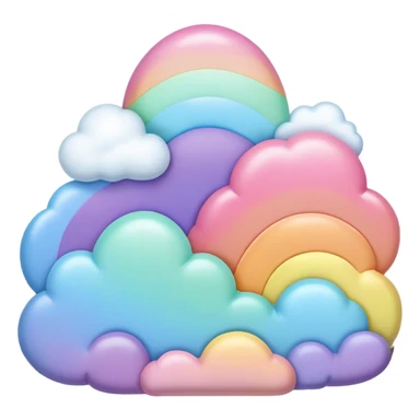 melted pastel rainbow puffy landscape  sticker