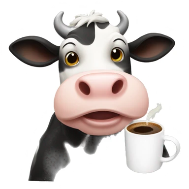 cow drinking coffee sticker