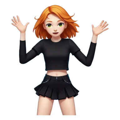 Ginger girl dancing at a rave. Full body, wearing dark colours give her loads of arms sticker