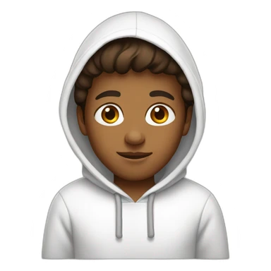 A brown boy wearing a white hoodie sticker