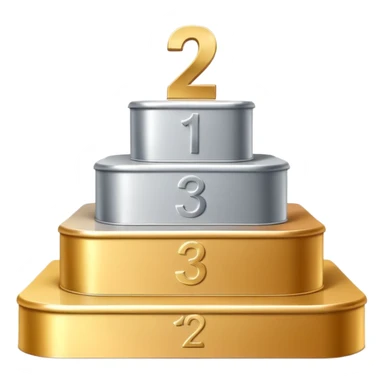 three-tier podium with large numbers 1, 2, 3 showing ranking sticker
