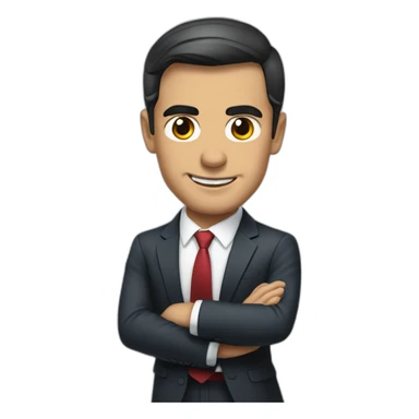 Pedro Sánchez in suit approving sticker
