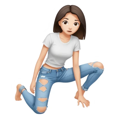 a young thin woman on all fours, crawling with her legs spread. sticker