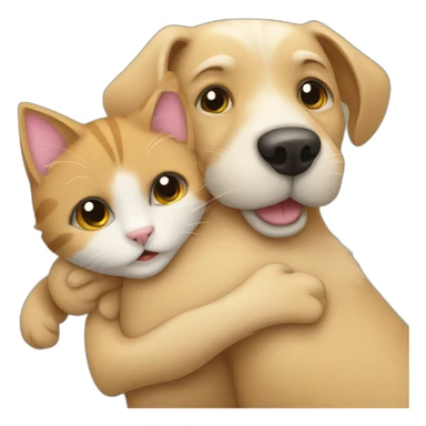 Dog hugging cat sticker