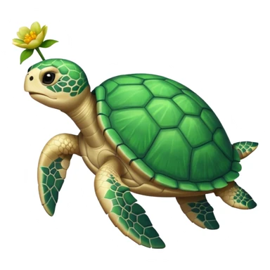 Beige sea turtle + flower sticker