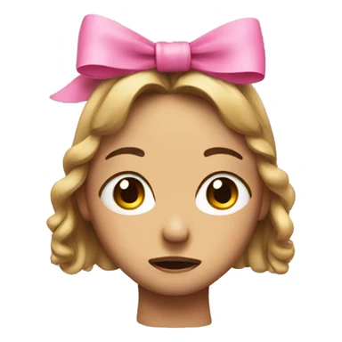Pleading face with a pink bow sticker