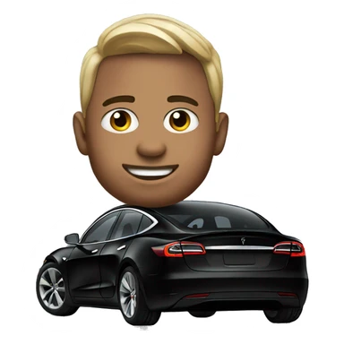 A guy in his model 3 black tesla sticker