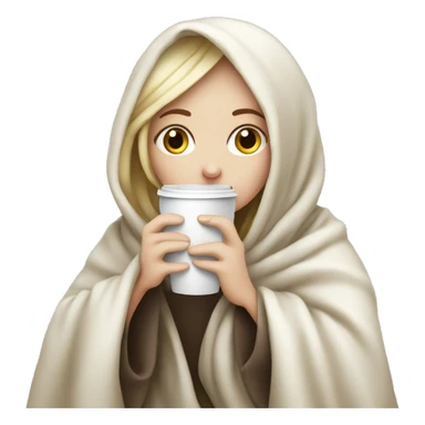 pale girl wrapped in blanket drinking coffee  sticker