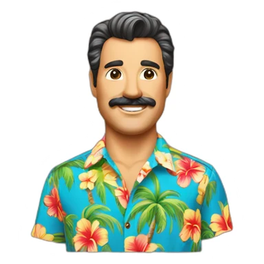 Smiling Magnum PI in Hawaiian shirt sticker