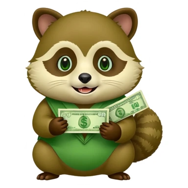 Green tanuki, all green body, has money sticker