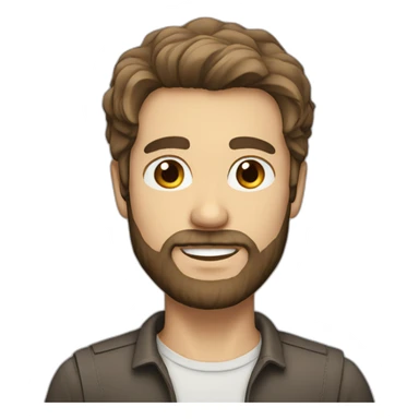 White brown hair man with beard and brown eyes sticker